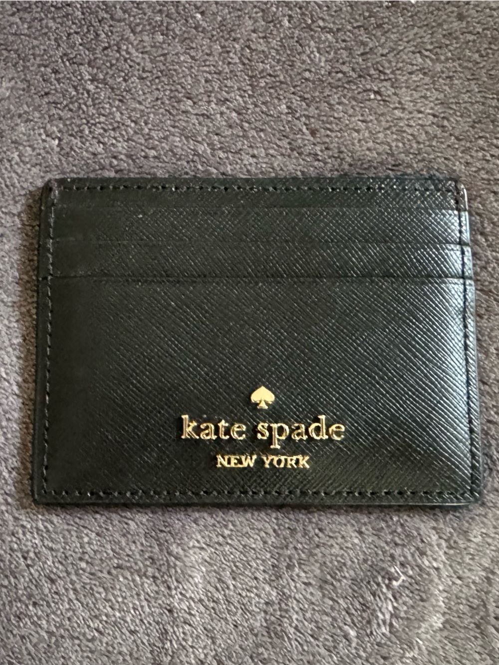 kate spade black and gold leather card holder